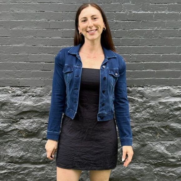 Liverpool Dark Wash Cropped Denim Jacket Size XS - Picture 1 of 7